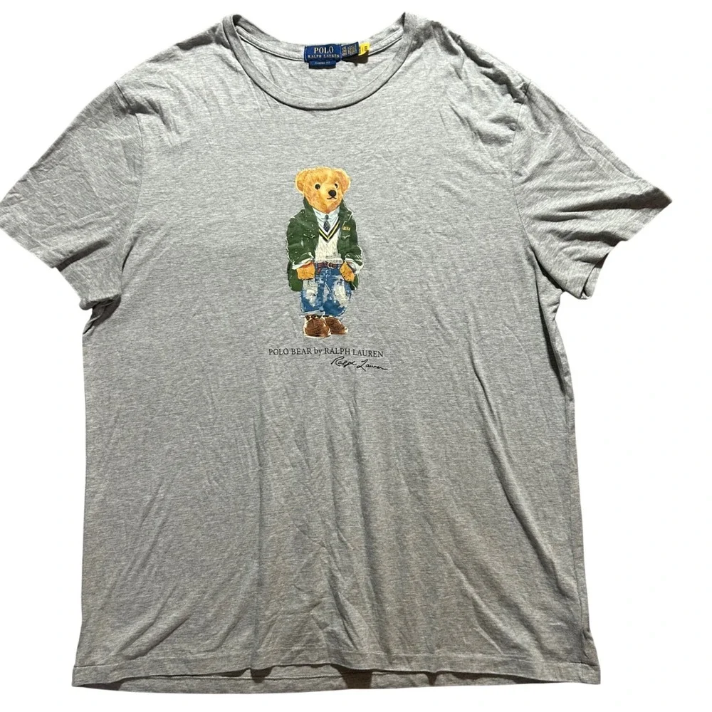 Polo Ralph Lauren T-Shirt Mens XXL Grey Polo Bear Classic Fit Graphic Tee